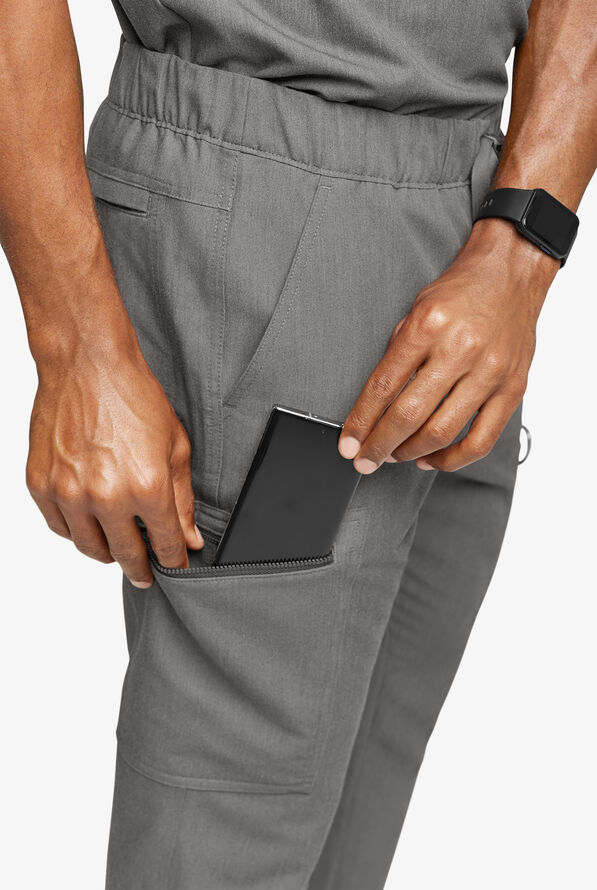 Pantal&oacute;n m&eacute;dico Movement by Butter-Soft STRETCH estilo cargo con 8 bolsillos para hombre - Graphite Heather - 3
