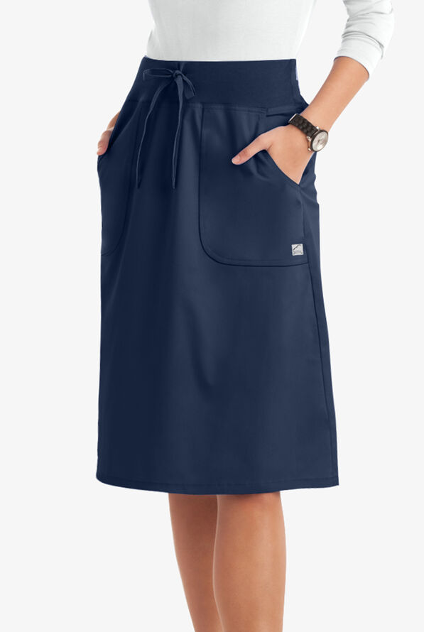 UA Butter-Soft STRETCH Women's 2-Pocket Drawstring Scrub Skirt - Navy - 1