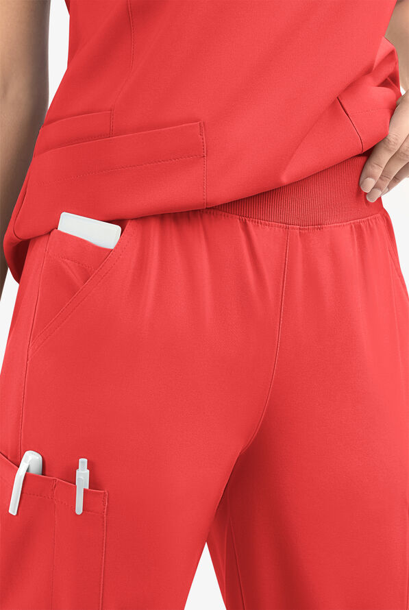 Easy STRETCH Mila Women's 7-Pocket Jogger Scrub Pants - Radiant Red - 4