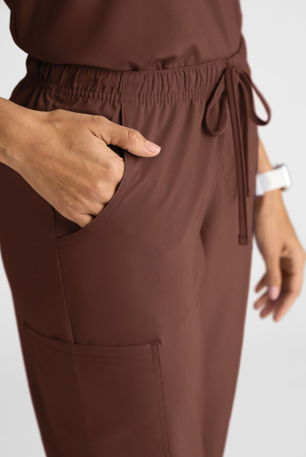 Easy STRETCH Eden Women's 4-Pocket Drawstring Scrub Pants - Double Espresso - 6