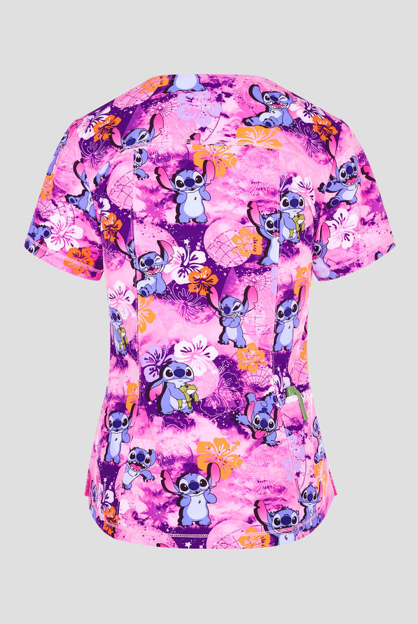 Blusa médica estampada Tooniforms Disney's Lilo Celestial Stitch STRETCH con cuello en V y 3 bolsillos para mujer - null - 2