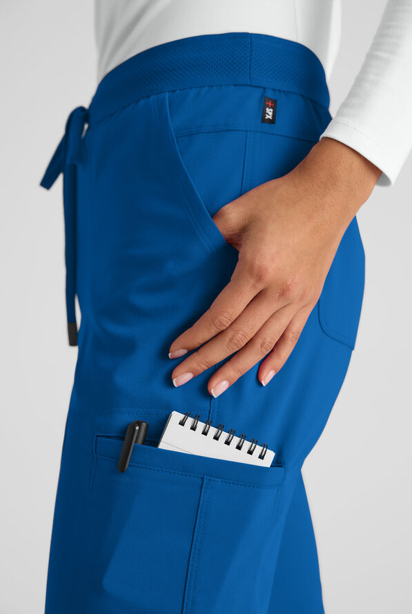 Grey's Anatomy by Barco Emerge Rylee Women's 6-Pocket STRETCH Mid Rise Jogger Scrub Pants - Royal - 4