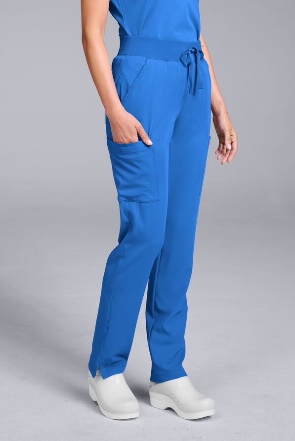 Hypothesis Women's Base 7-Pocket Straight Leg Cargo Scrub Pant - Petite - Royal - 1