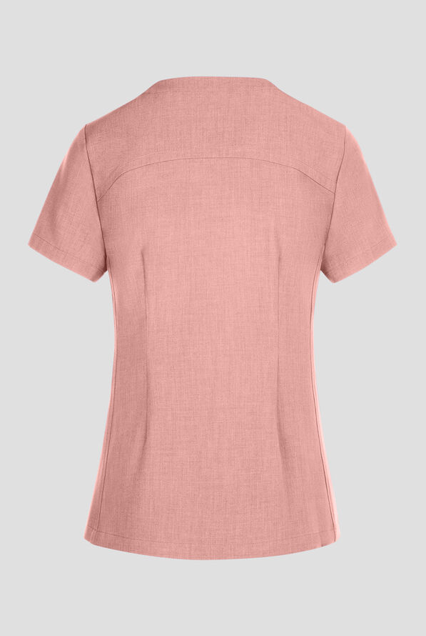 Healing Hands Quest Briana Women's 3-Pocket STRETCH Y-Neck Scrub Top - Pink Pearl - 2