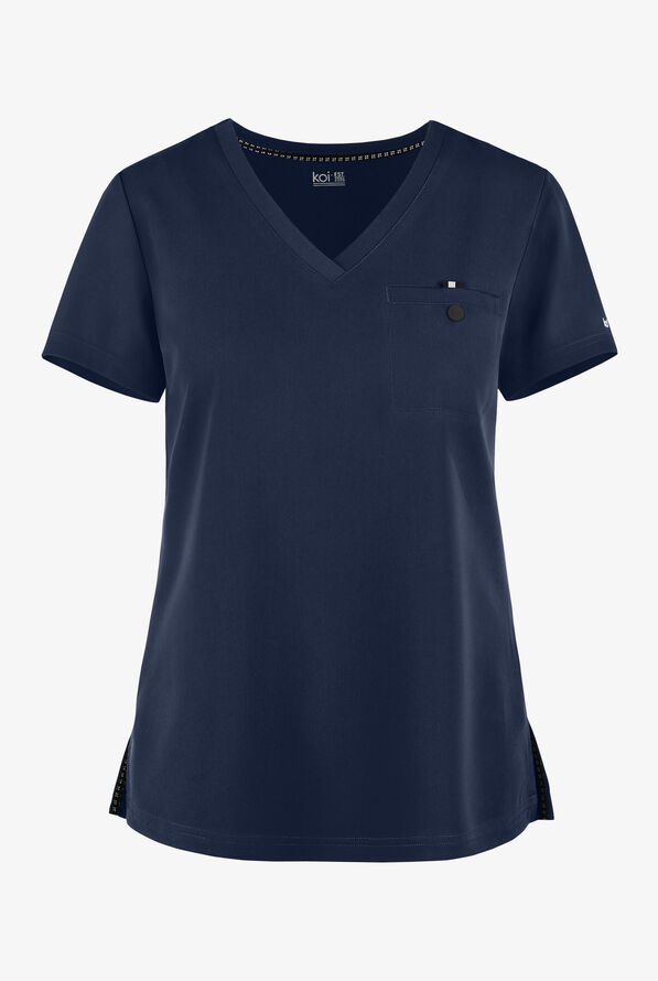 koi Next Gen Ready to Work Women's 1-Pocket STRETCH V-Neck Scrub Top - Navy - 1