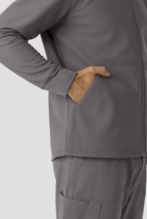 Carhartt Force Rugged Men's 3-Pocket Bonded Fleece Utility Zip Front Hoodie Scrub Jacket - Pewter - 5