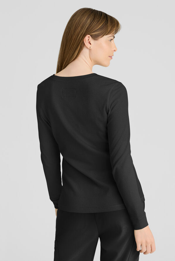 Grey's Anatomy&trade; by Barco Evolve STRETCH Wanderlust Women's 1-Pocket Waffle Knit Underscrub - Black - 4