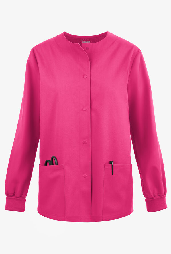 Butter-Soft Originals Women's 3-Pocket Warm-up Scrub Jacket - Fuchsia - 1