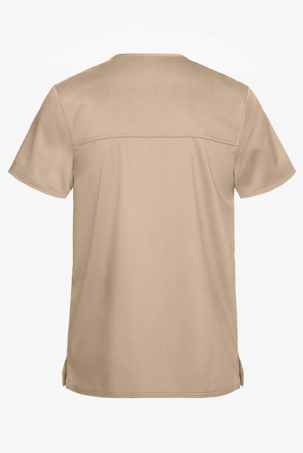 Cherokee Workwear Revolution Men's 3-Pocket STRETCH V-Neck Scrub Top - Khaki - 4