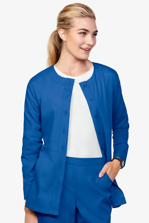 UA ButterSoft Button Front Scrub Jacket, Solid Warmup Scrub Jackets