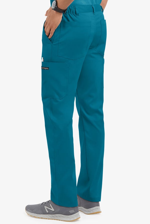 Advantage STRETCH Men's 8-Pocket Cargo Scrub Pants - Caribbean Blue - 4