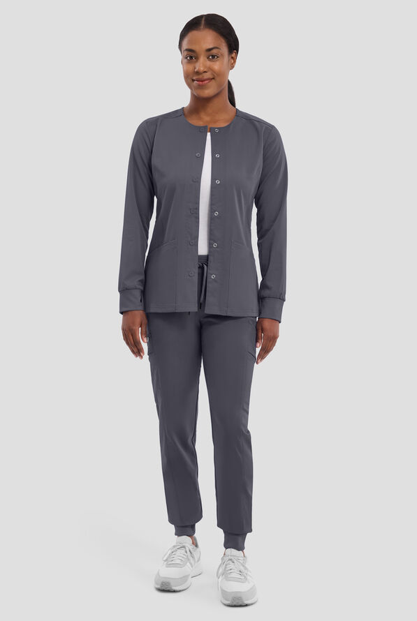 Healing Hands Purple Label Daisy Women's 4-Pocket STRETCH Scrub Jacket - Pewter - 5