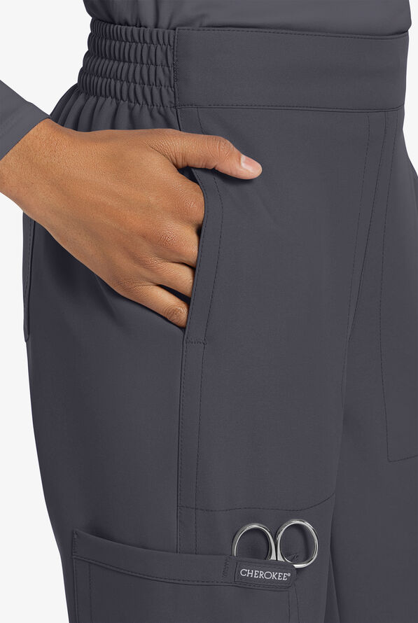 Cherokee Workwear Originals Ultra Women's 5-Pocket Drawstring Jogger Scrub Pants - Pewter - 3