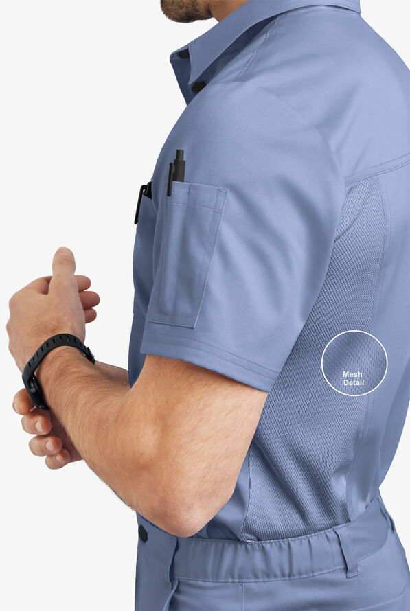 Advantage STRETCH Men's 3-Pocket Short Sleeve Polo with Back Air-Mesh Panels - Ceil Blue - 2