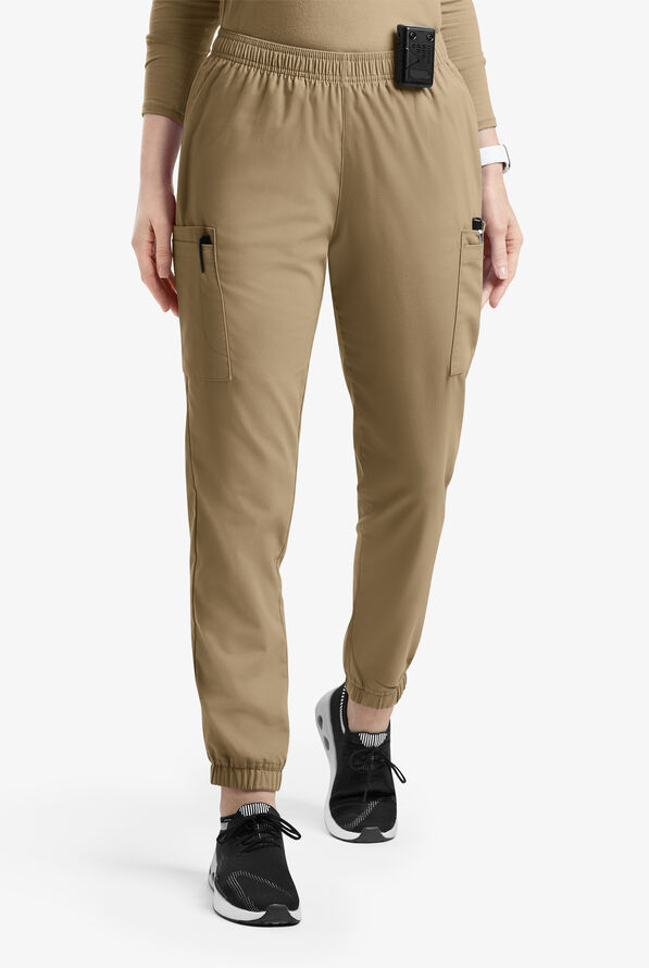 Butter-Soft Originals Women's 7-Pocket Tapered Jogger Cargo Scrub Pants - Golden Sand - 1