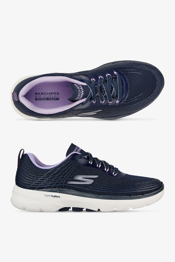 Skechers Performance Women's Go Walk 6 Stunning Glow Stunning Glow Navy  Athletic Lace Up Shoes - null - 1