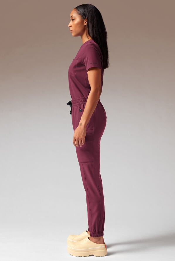 Hypothesis Cache Women’s 6-Pocket Jogger Scrub Pant - Wine - 4