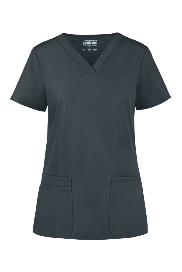 Cherokee Workwear WW645 VNeck Rib Knit Scrub Top, Fashion Scrubs
