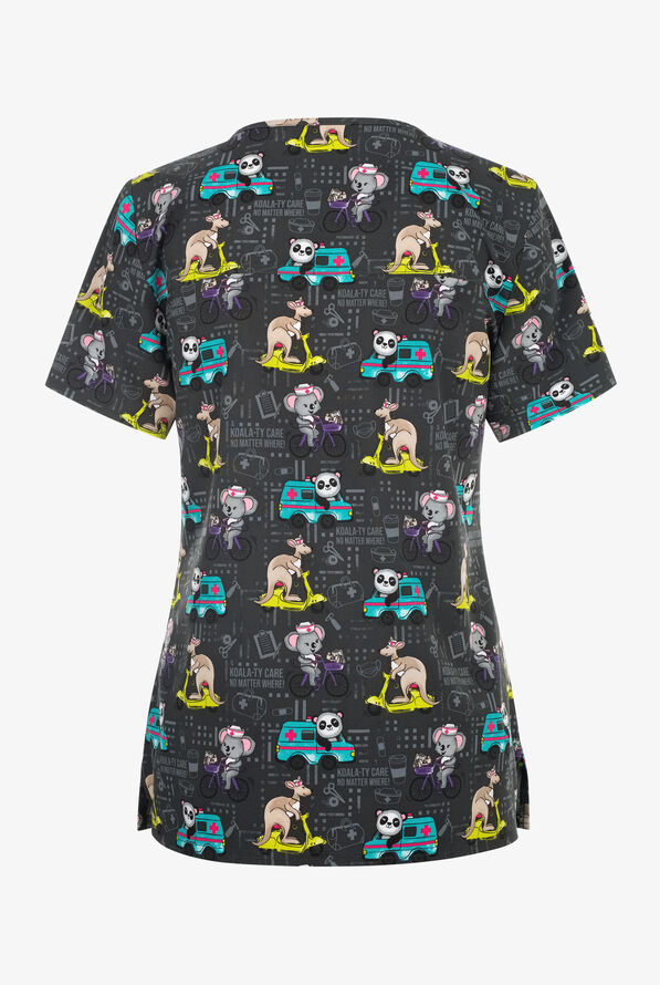 Blusa médica estampada Cherokee On The Go Care STRETCH con cuello en V y 2 bolsillos para mujer - null - 2