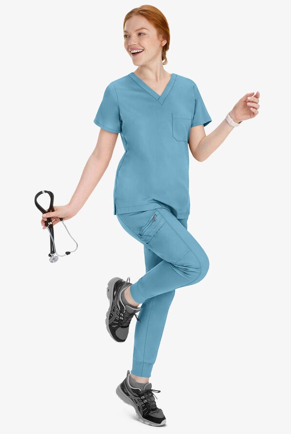 Healing Hands Purple Label Toby Women's 7-Pocket STRETCH Jogger Drawstring Scrub Pant - Spectra Blue - 6