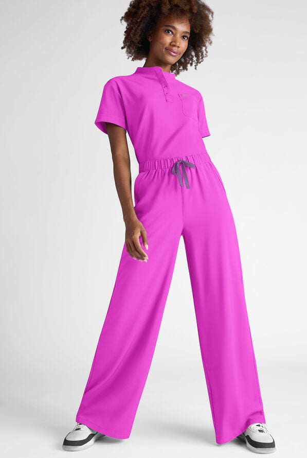 Easy STRETCH Hunter Women's 6-Pocket Relaxed Fit Wide Leg Scrub Pant - Electric Fuchsia - 3