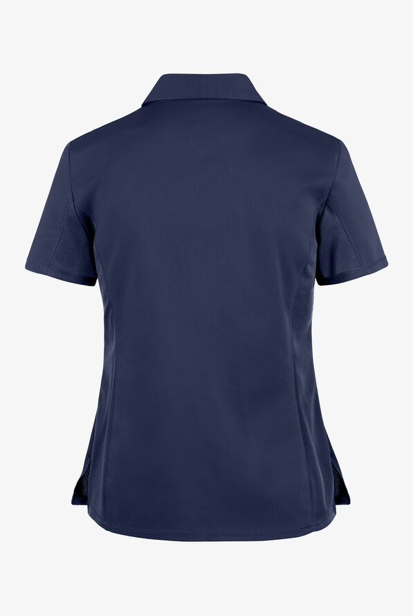 Cherokee Workwear Revolution Women's 1-Pocket STRETCH Snap Front Polo Scrub Top - Navy - 2