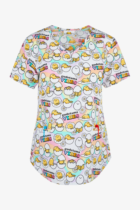 Blusa m&eacute;dica estampada Tooniforms Gudetama Gude Vibes STRETCH con cuello en V y 2 bolsillos para mujer - null - 1