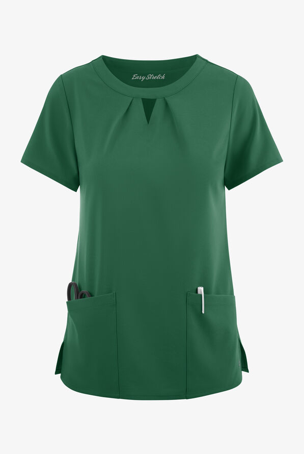 Easy STRETCH Salma Women’s 3-Pocket Keyhole Neck Scrub Top - Hunter - 1