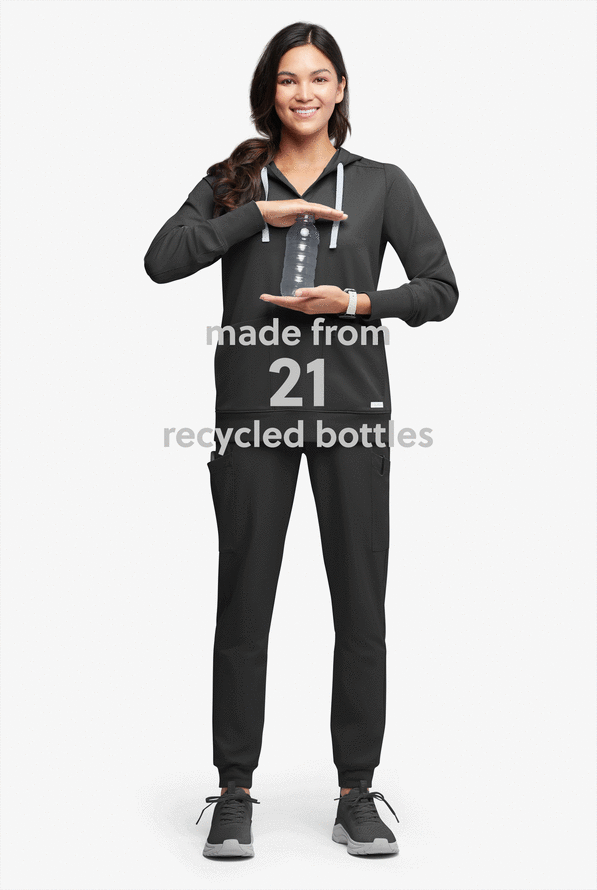 Sudadera médica con capucha ReSurge Jasper con mangas largas y 4 bolsillos para mujer - Black - 5