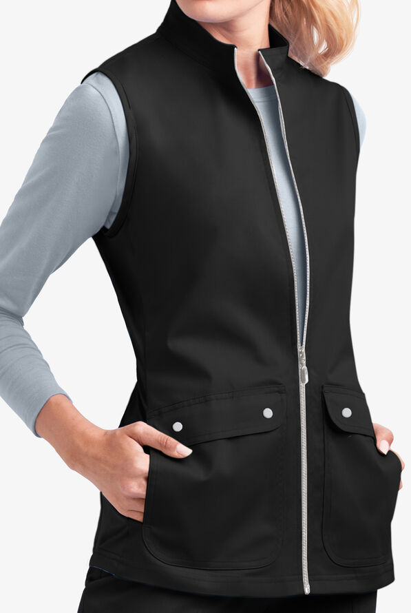 Chaleco médico UA Butter-Soft STRETCH Active con paneles de punto tejido y 4 bolsillos para mujer - Black - 4