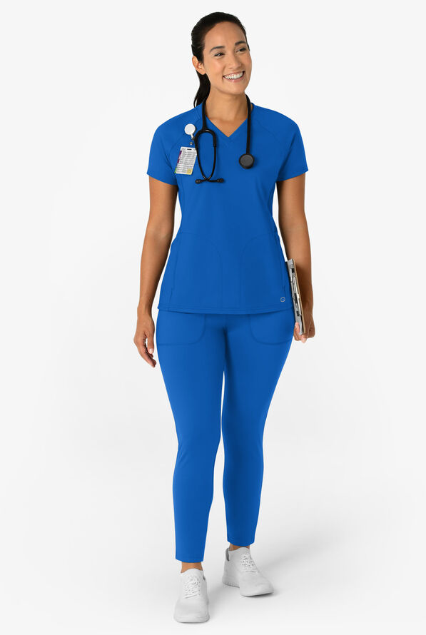 Wink Renew Knit Women's 5-Pocket STRETCH Ankle Zip Track Scrub Pants - Royal - 4