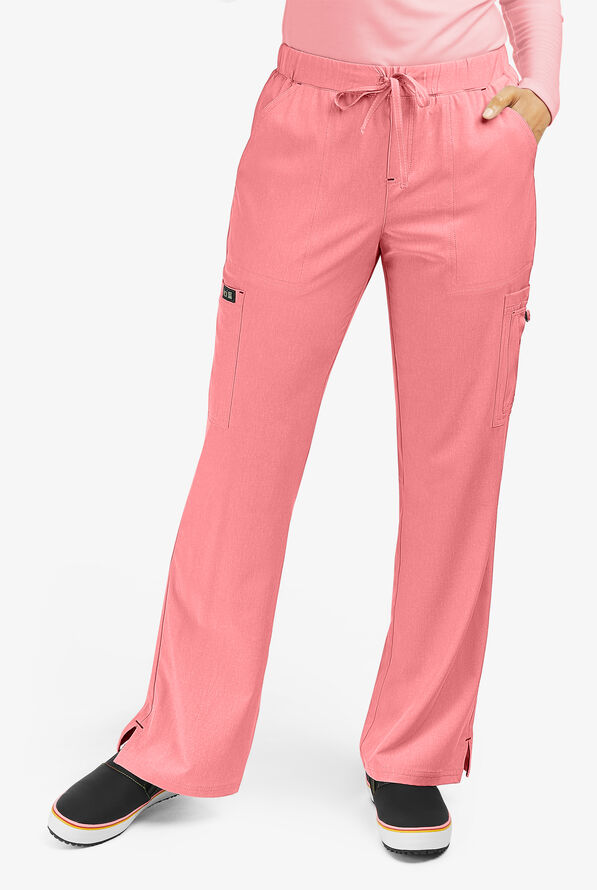 Pantalón médico koi Basics Holly petite estilo cargo con 8 bolsillos para mujer - Heather Soft Pink - 1