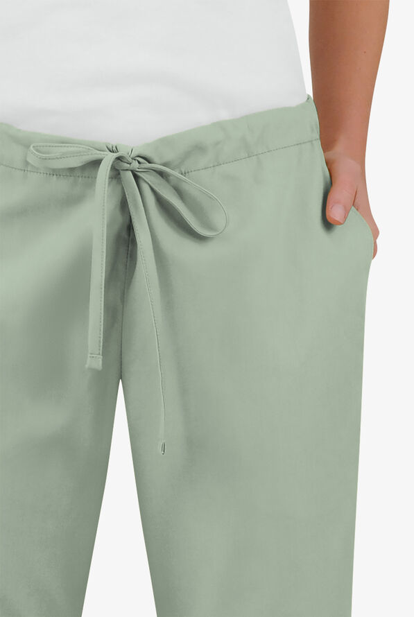 Butter-Soft Core Women's 4-Pocket Elastic Waist Back Drawstring Scrub Pants - Jadeite - 3
