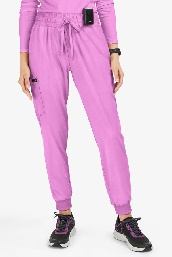 koi Basics Gemma Women's 5-Pocket STRETCH Cargo Jogger Scrub Pants - Bloom Lavender - 1