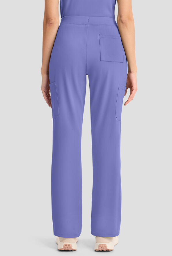 Cherokee Achieve Women's 5-Pocket STRETCH Elastic Waist Drawstring Cargo Scrub Pants - Ceil Blue - 4