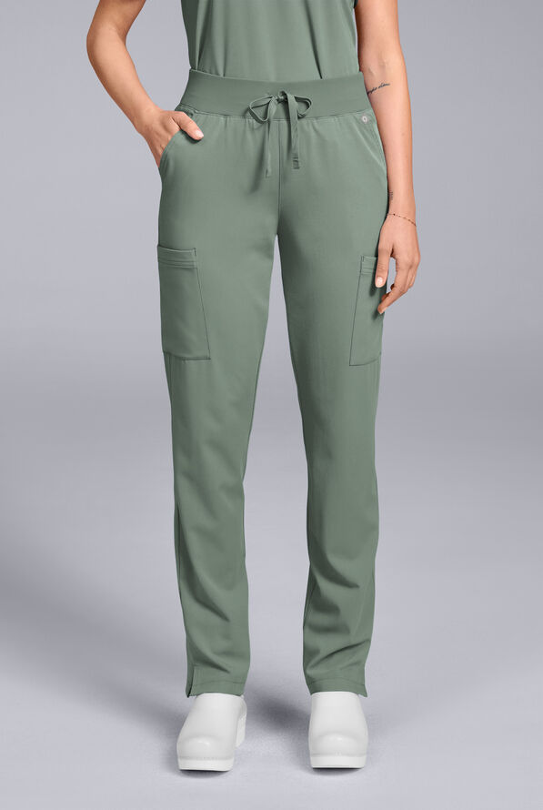 Hypothesis Women's Base 7-Pocket Straight Leg Cargo Scrub Pant - Tall - Mineral - 5