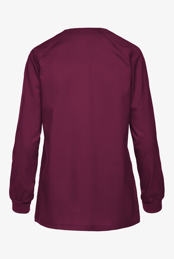 Strictly Scrubs Women's 3-Pocket Long Sleeve Warm Up Scrub Jacket - Wine - 3