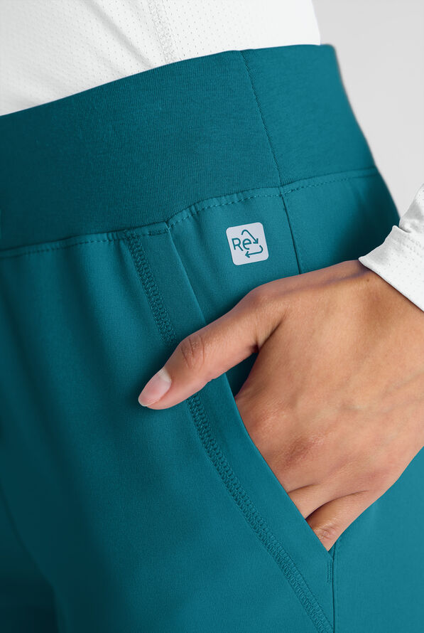 ReSurge Avon Women's 7-Pocket Flare Leg Cargo Scrub Pant - Petite - Caribbean Blue - 5