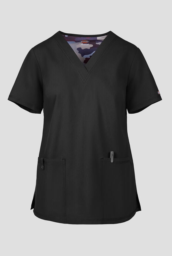 Dickies Forge Women's 2-Pocket V-Neck Scrub Top - Black - 1