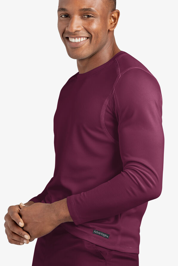 Advantage STRETCH Men's Long Sleeve Crew Neck Underscrub - Wine - 4