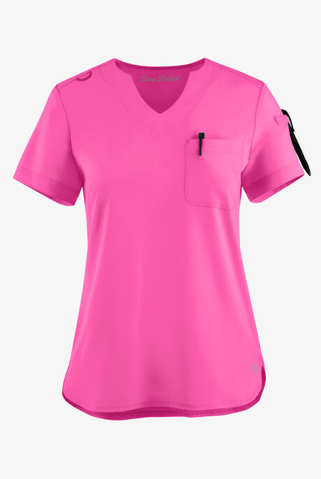 Easy STRETCH Nikki Women's 1-Pocket Scallop Neck Tuck-In Scrub Top