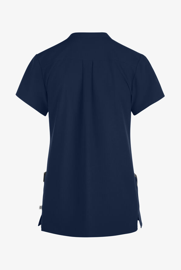 Wink Renew Women's 4-Pocket STRETCH Mandarin Collar Scrub Top - Navy - 2