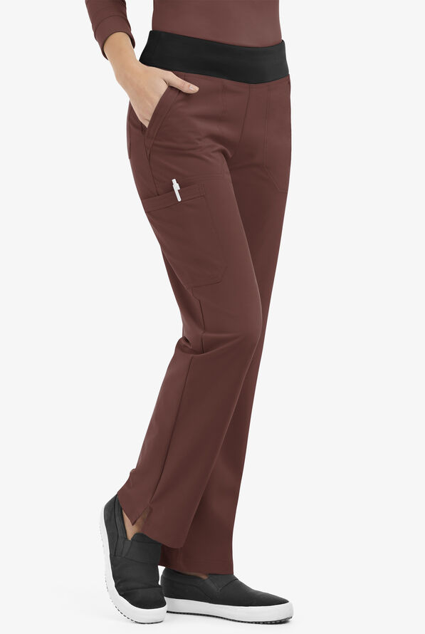 Pantalón médico Easy STRETCH tall Sienna estilo yoga con 5 bolsillos para mujer - Nutshell/Black - 1