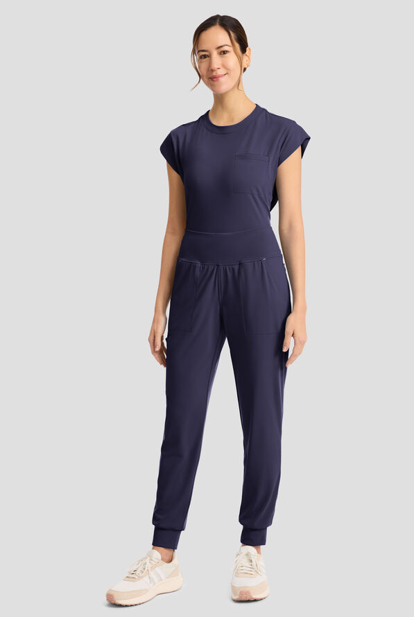 Cherokee Achieve Women's 5-Pocket STRETCH Cargo Jogger Knit Scrub Pants - Navy - 5