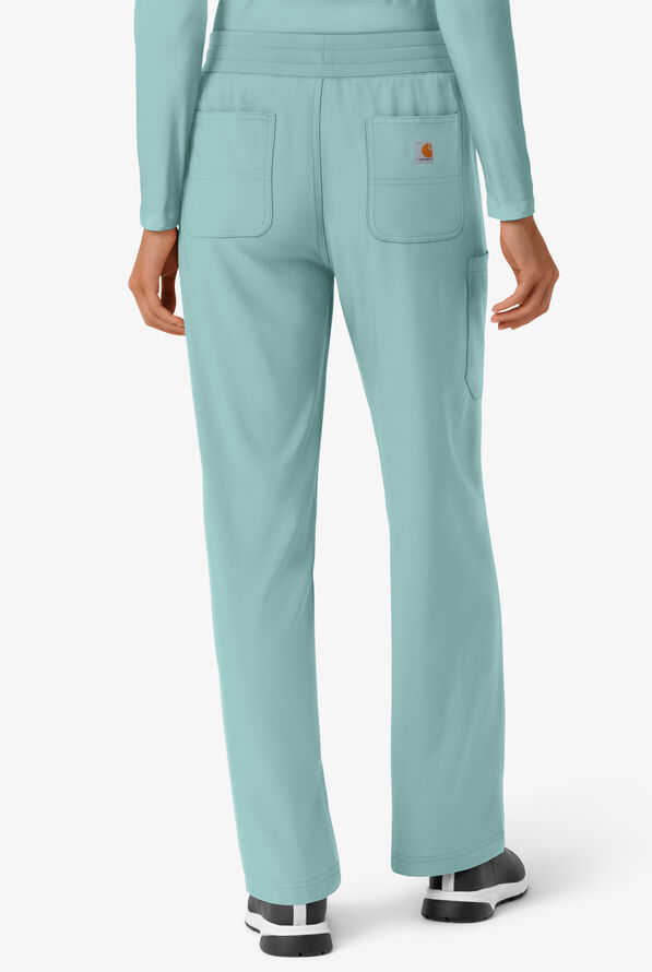 Carhartt Cross-Flex Force Boot Cut Women's 6-Pocket STRETCH Convertible Drawstring Cargo Scrub Pants - Summer Blue - 2