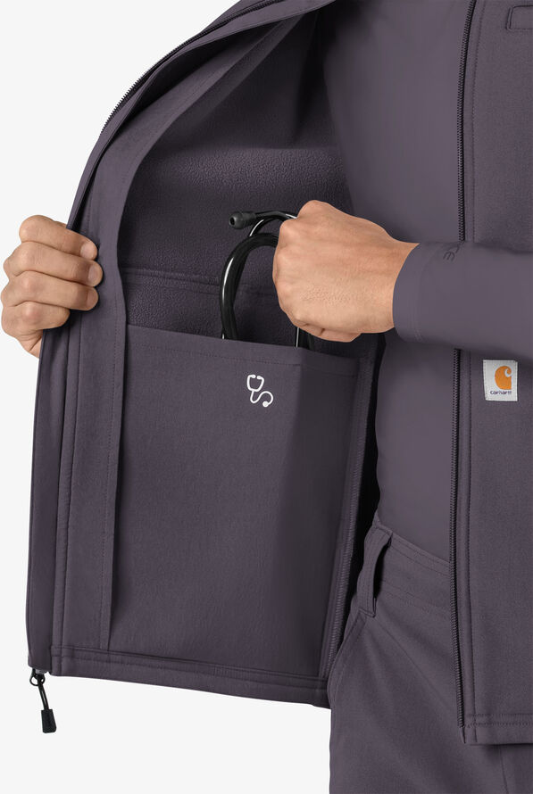 Carhartt Force Rugged Men's 6-Pocket Bonded Fleece Utility Zip Front Scrub Vest - Pewter - 2
