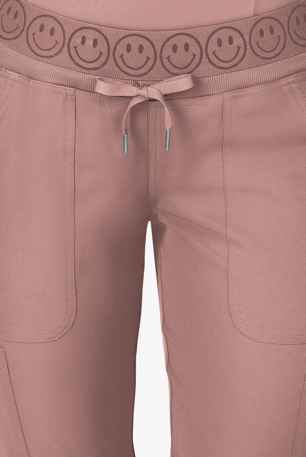 Pantalón médico Zavate Ava Therese STRETCH Smiley Face estilo cargo jogger con cintura elástica y 6 bolsillos para mujer - Mocha - 2