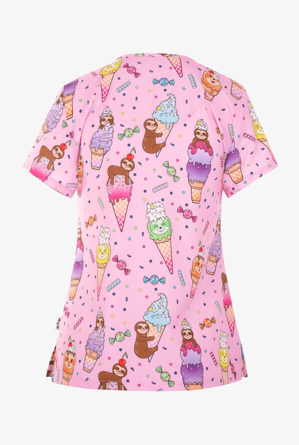 Blusa médica estampada Zavate Ava Therese Sloths Delight STRETCH con cuello en V y 2 bolsillos para mujer - null - 2