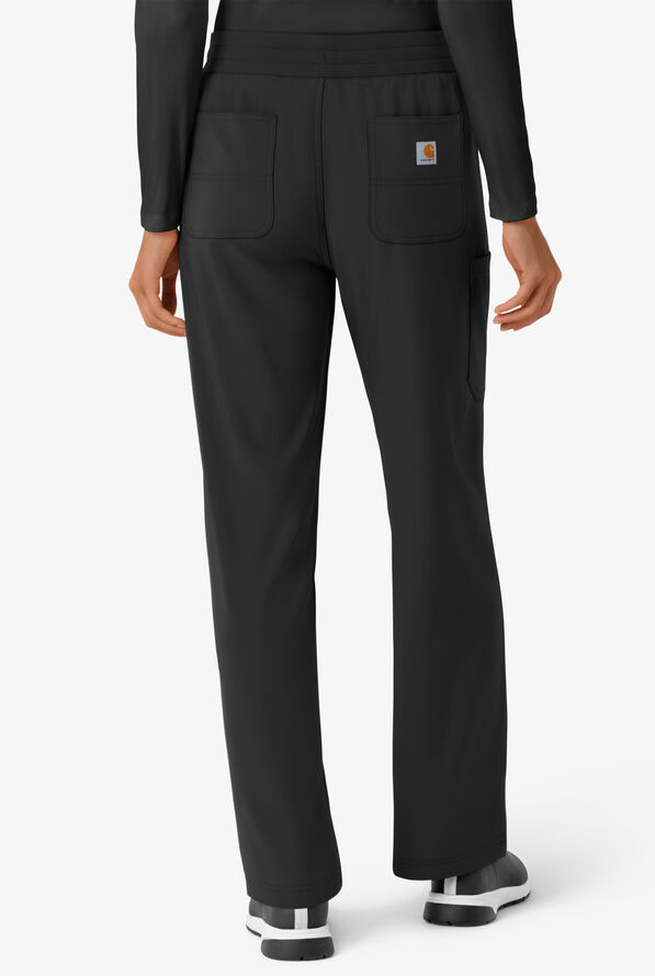Pantalón médico Carhartt Cross-Flex Force STRETCH de corte acampanado estilo cargo con cordón convertible y 6 bolsillos para mujer - Black - 2