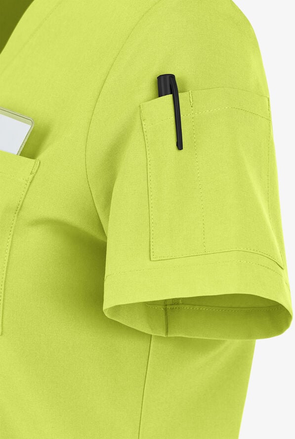 Easy STRETCH Chloe Women's 3-Pocket V-Neck Tuck-In Scrub Top - Fresh Lime - 5